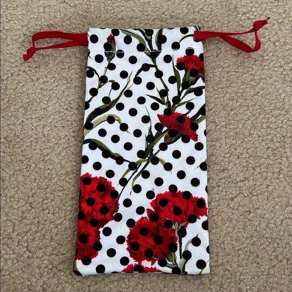 Dolce & Gabbana Red Carnation Black Polka Dot Sunglasses Pouch - Picture 3 of 3
